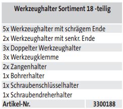 Werkzeughalter Sortiment 18 -teilig (techn. Daten)